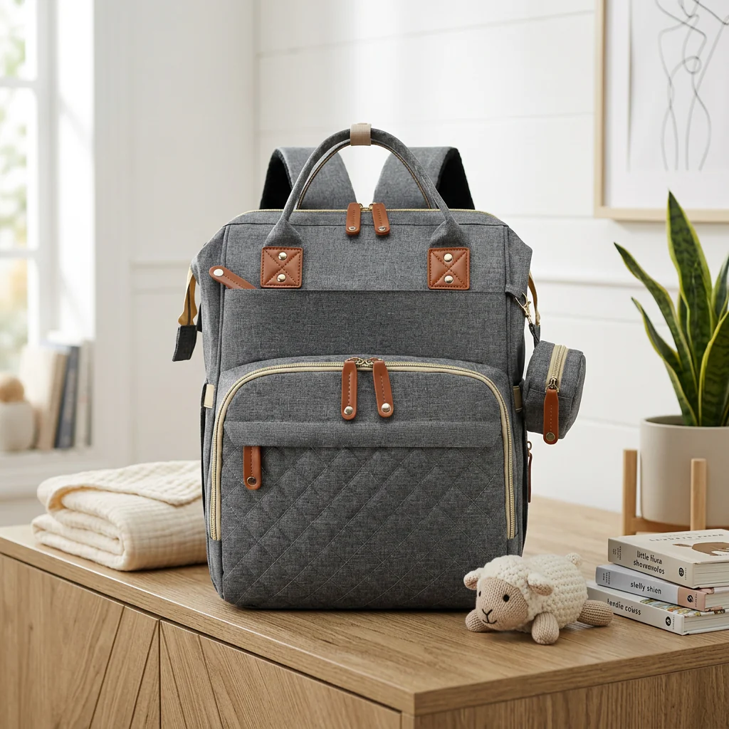 3-in-1 Travel Diaper Backpack with Foldable Baby Bed – Perfect for On-the-Go Parents - Image 11