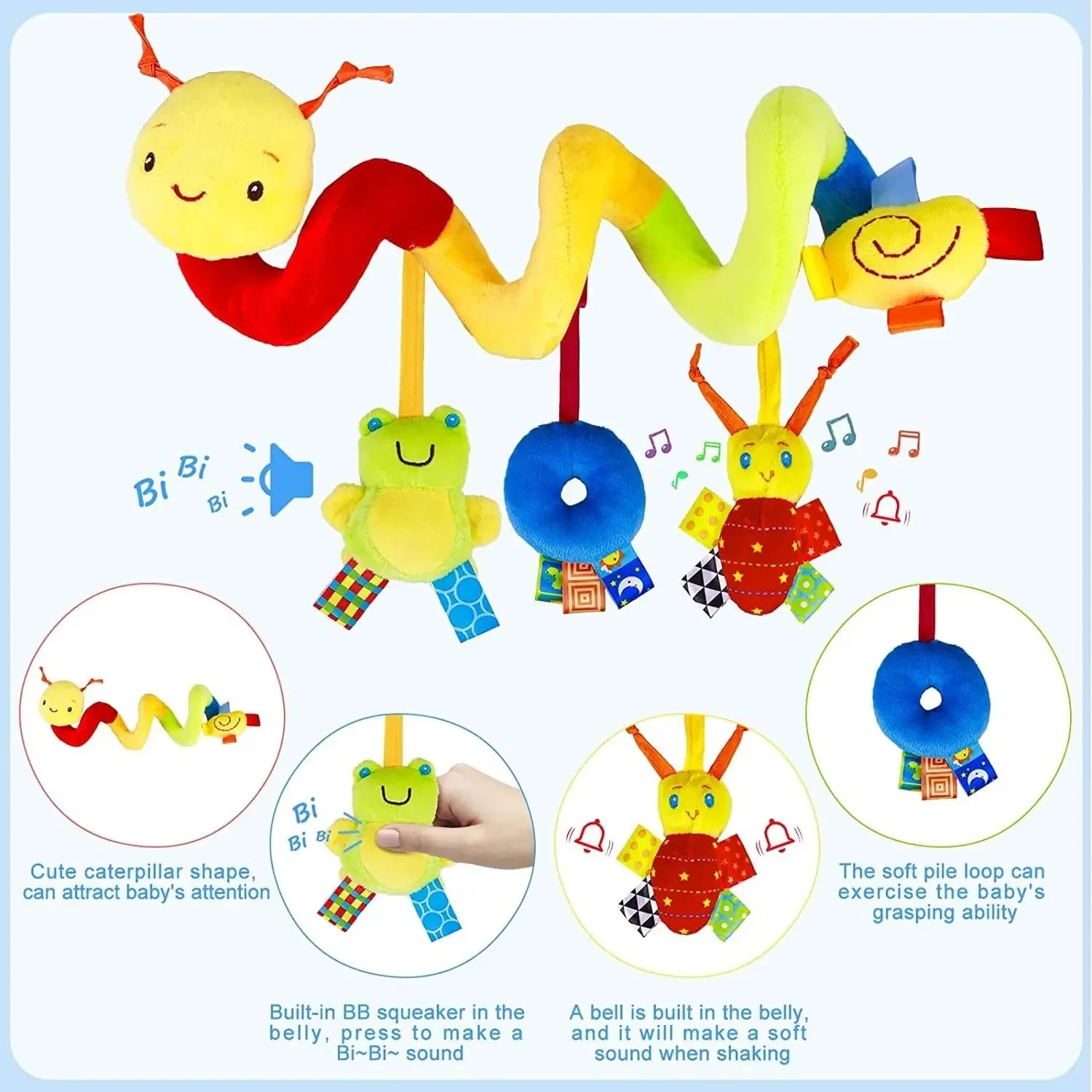 3in1 caterpillar rattle toy for home and on the go - Image 2