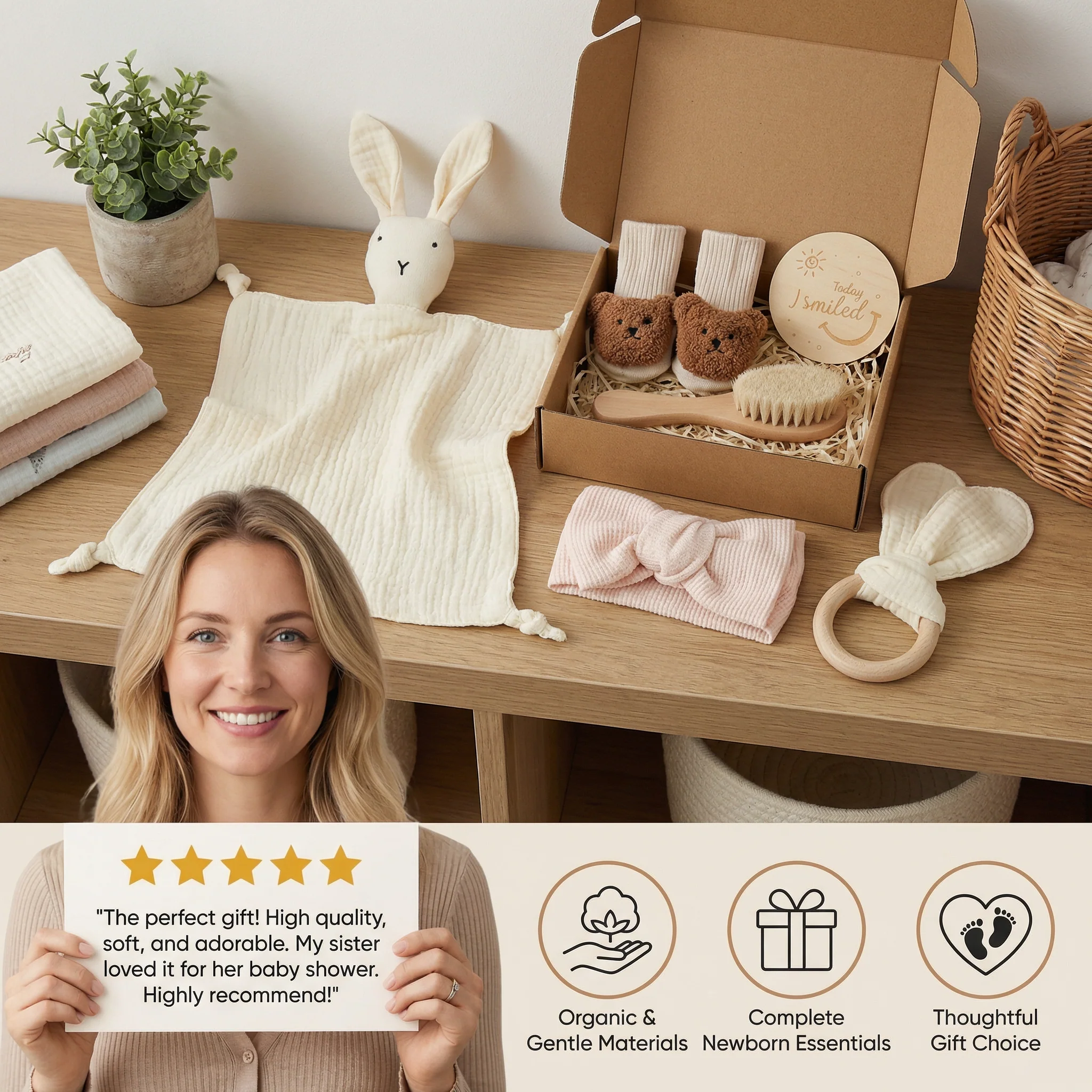 6-Piece Newborn Gift Box Set – Baby Essentials Starter Kit - Image 4