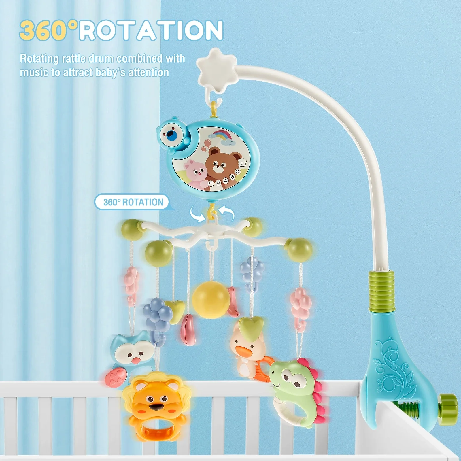 Baby crib music mobile rattle toy - Image 2