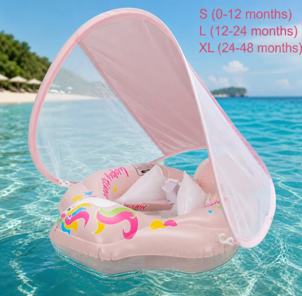 Baby Swim Float with Sun Canopy – Inflatable Infant Swimming Ring for Safe Water Fun - Image 5