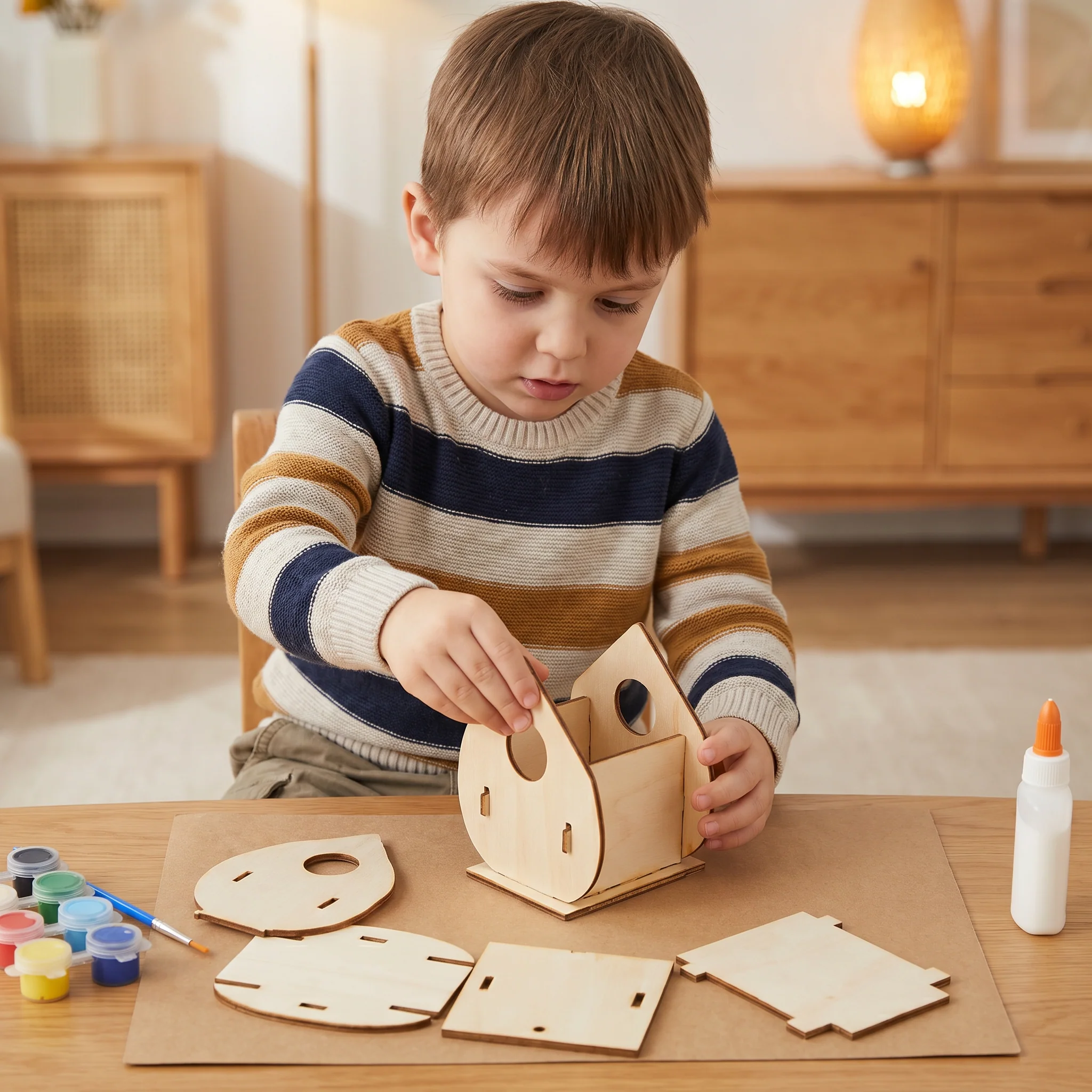 Colorful DIY Wooden Birdhouse Kit for Kids – Paint & Craft Set - Image 4
