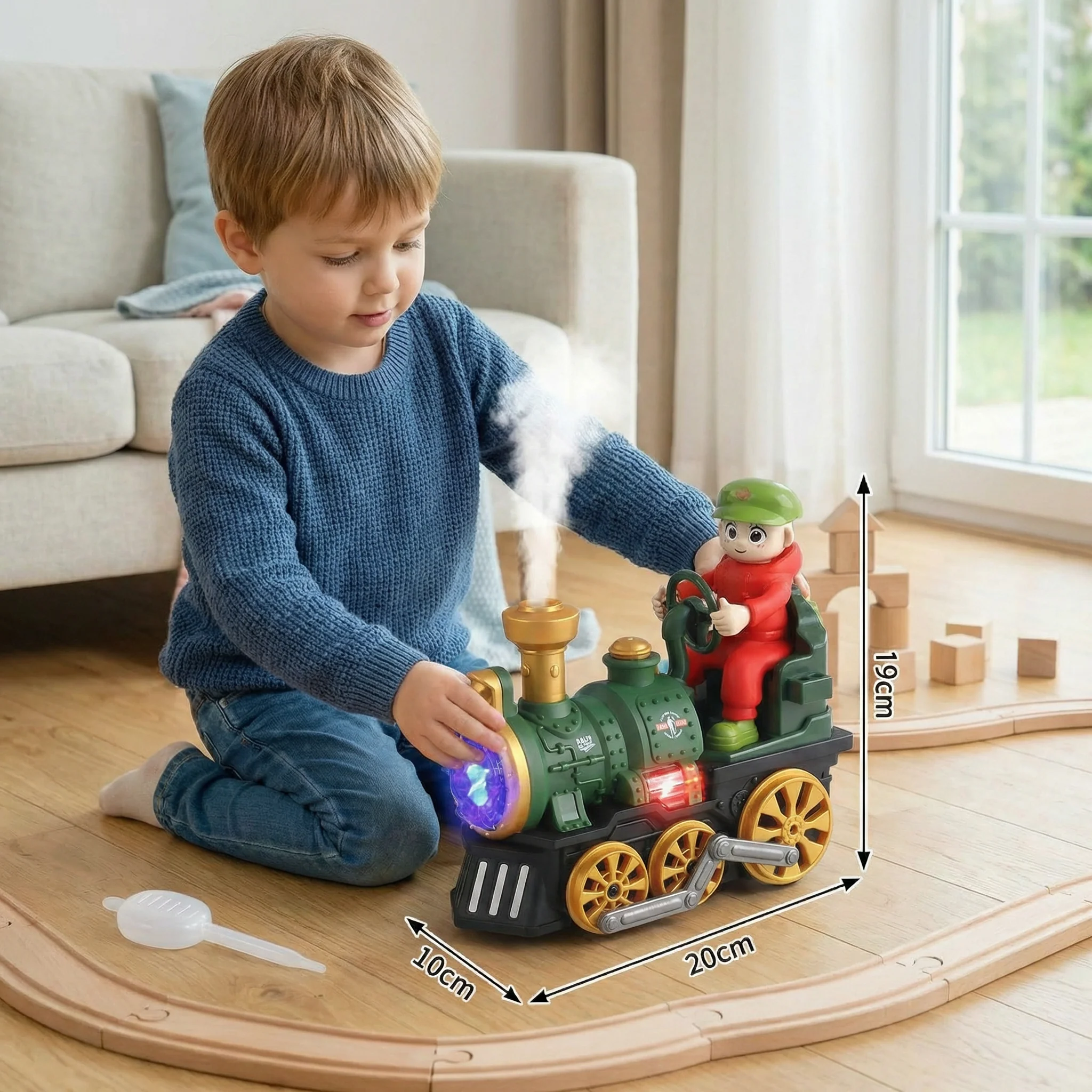 Cute Steam Train Toy with Lights, Music & Realistic Steam Effect - Image 5