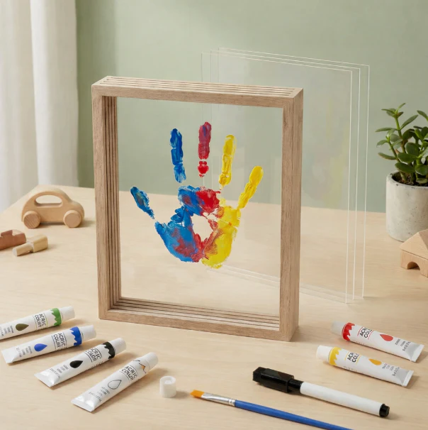 DIY Wooden Handprint Photo Frame Kit – Family Keepsake Set with Paints - Image 5