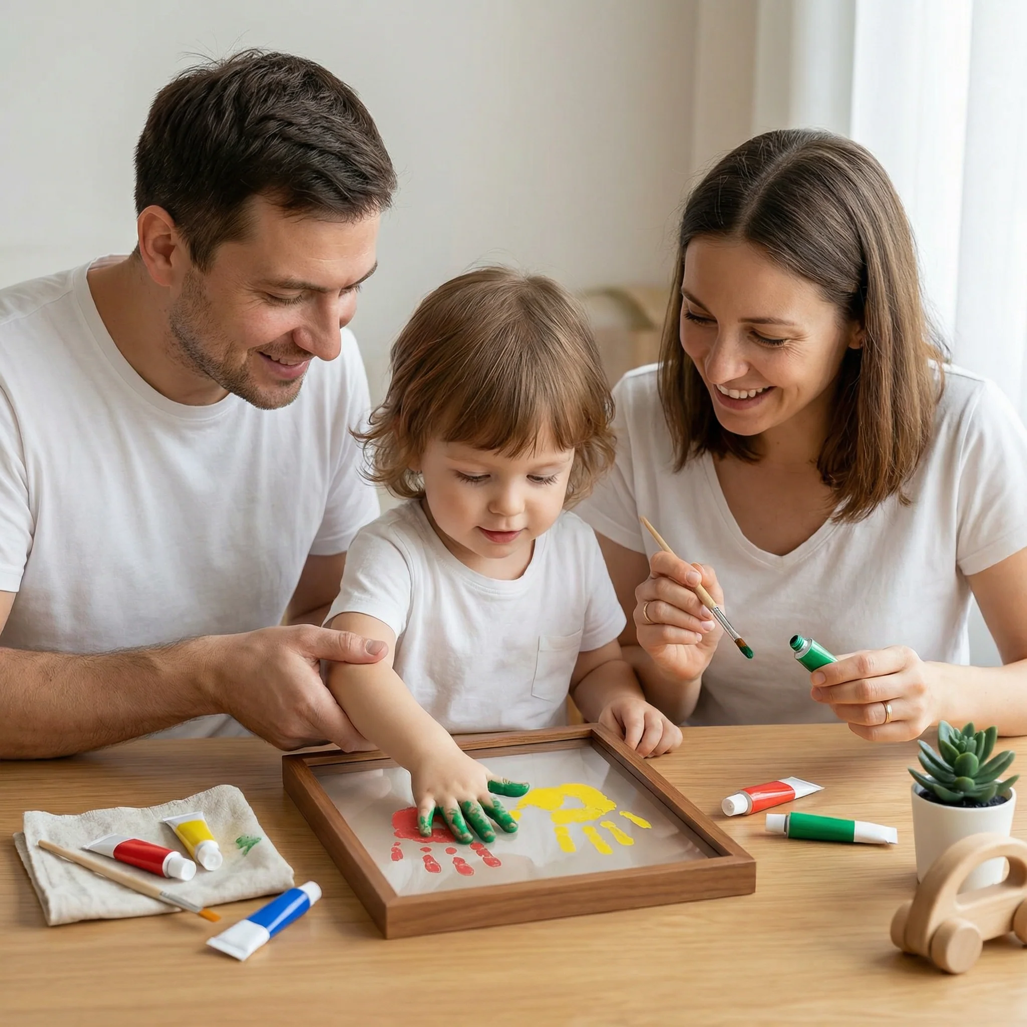 DIY Wooden Handprint Photo Frame Kit – Family Keepsake Set with Paints - Image 8