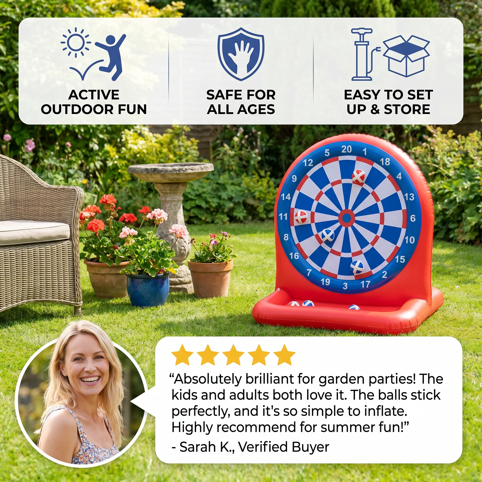 Inflatable Water Target Game with Darts – Outdoor Throwing Game for the Garden - Image 2