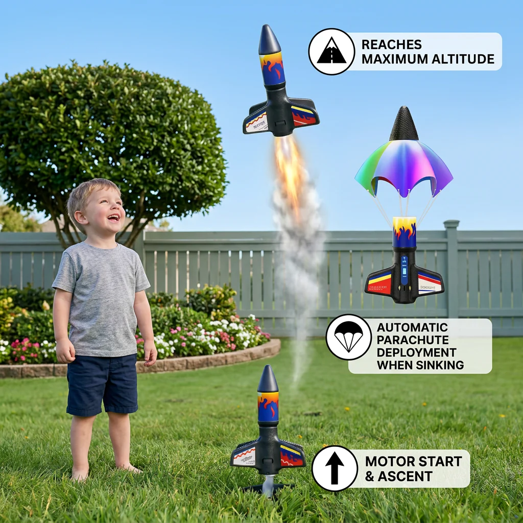 Kids Rocket Launcher with Parachute – Motorized Toy Rocket for Outdoor Adventures - Image 3