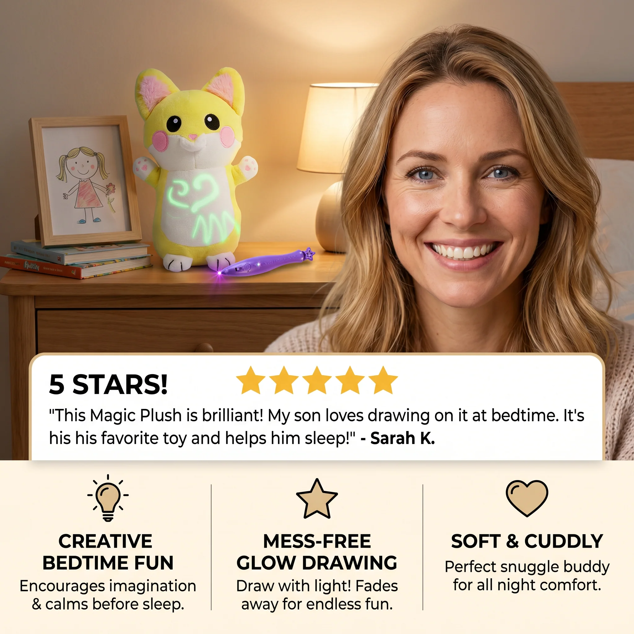 Magic Plush with Glow Drawing Pen – Interactive Light-Up Cuddly Toy for Kids - Image 2