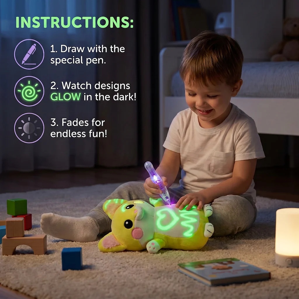 Magic Plush with Glow Drawing Pen – Interactive Light-Up Cuddly Toy for Kids - Image 4