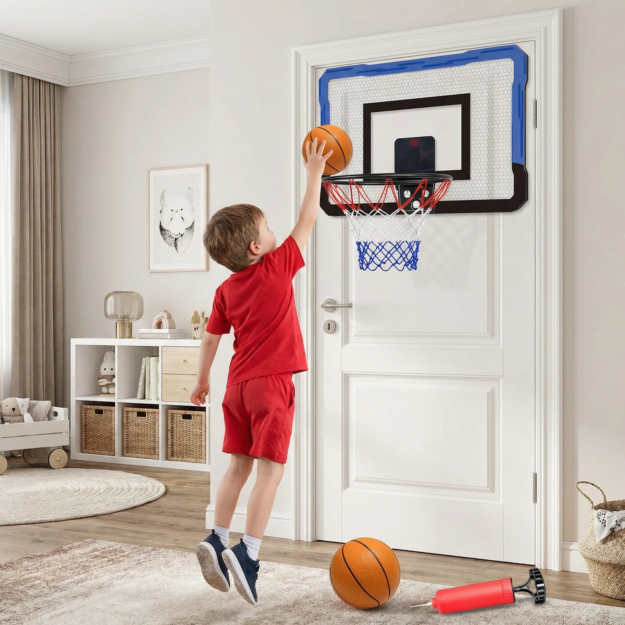 Mini Basketball Hoop for Kids – Wall & Door Mount Set - Image 6
