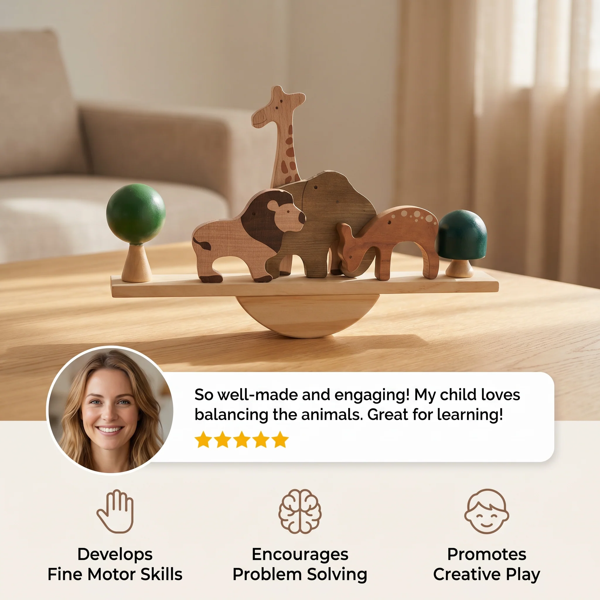 Montessori Wooden Seesaw Toy - Image 3