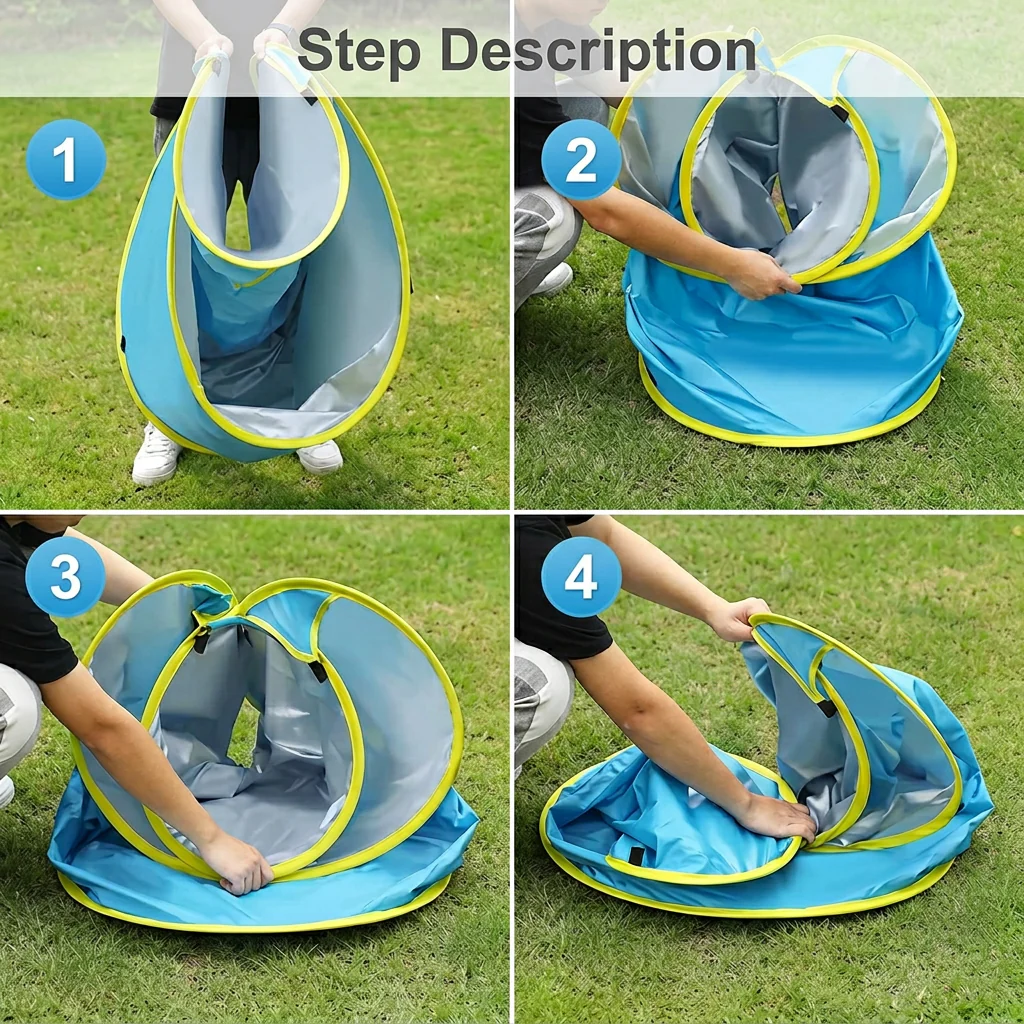 Pop-Up Baby Beach Tent with Built-In Pool & UV Protection – Portable Sun Shade for Kids - Image 4