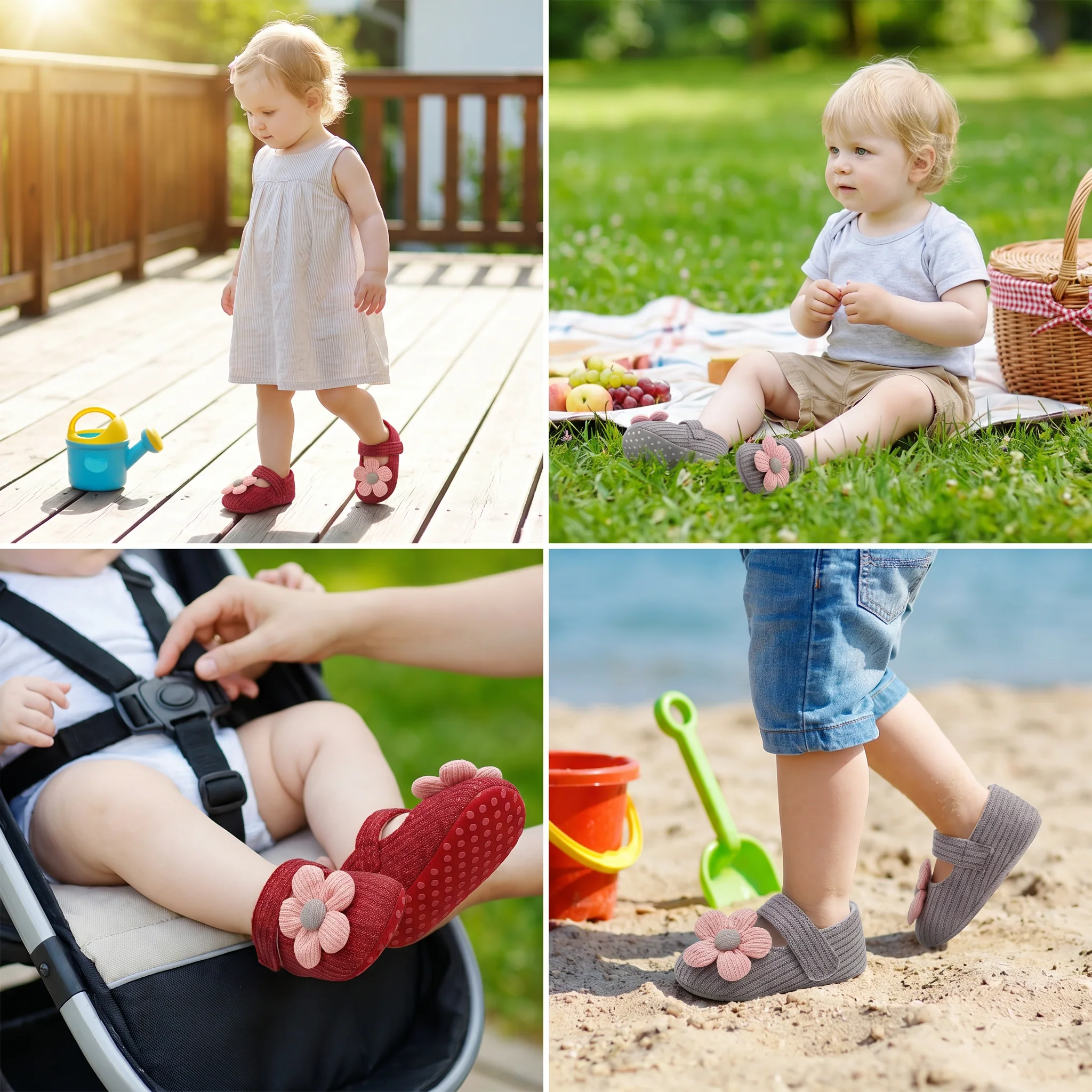 Summer baby shoes with soft soles in a floral design - Image 4
