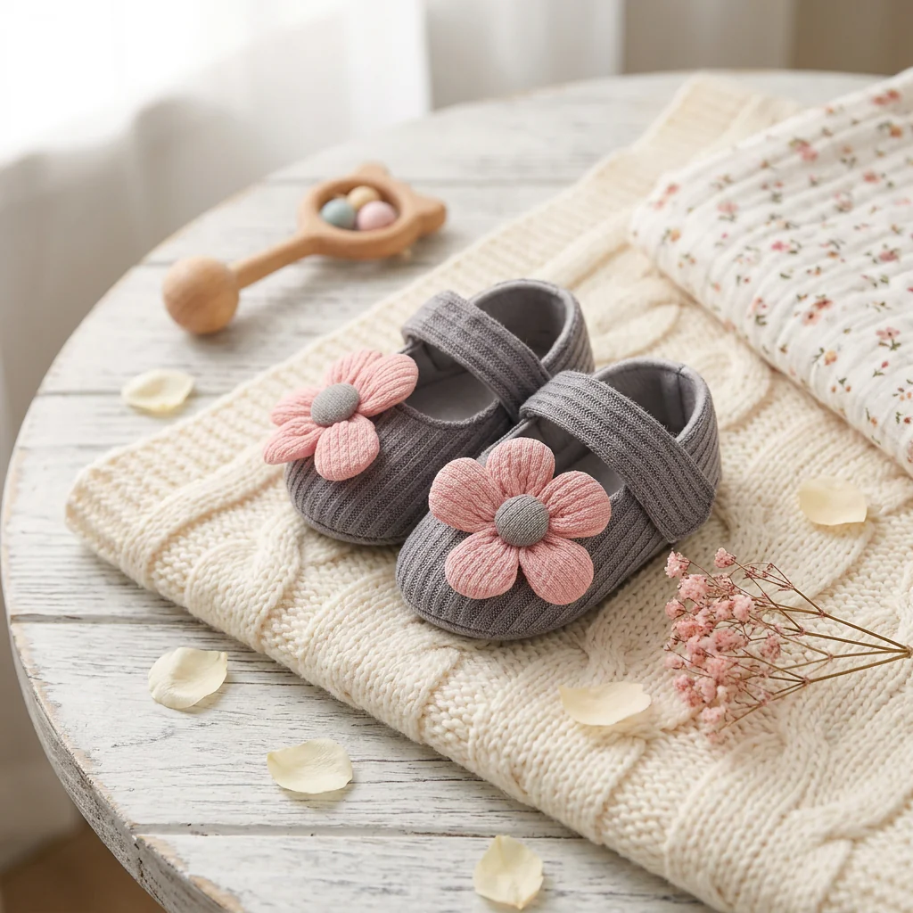 Summer baby shoes with soft soles in a floral design - Image 9
